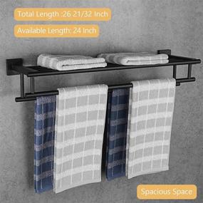 img 3 attached to 🧺 USHOWER 24-Inch Wide Bathroom Hotel Towel Shelf Set, Matte Black - 4 Piece, Including Towel Rack