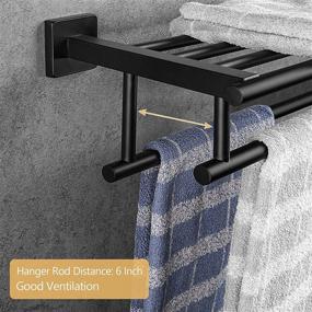 img 2 attached to 🧺 USHOWER 24-Inch Wide Bathroom Hotel Towel Shelf Set, Matte Black - 4 Piece, Including Towel Rack