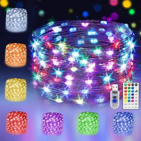 img 4 attached to 🌈 Multicolor Changing Fairy Lights with Remote Control - 33ft USB Powered, 100 RGB LED Bright Silver Wire Starry String Lights for Christmas Tree, Wedding Party, Indoor, Garden, Bedroom Holiday Decor