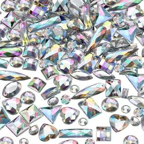 img 4 attached to 💎 Stunning 500 Piece Acrylic Sewing Crystal Rhinestones for Clothes Embellishment - Sew On Gems in Mixed Shapes and Crystal AB Color