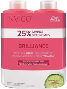 img 1 attached to 🌈 Wella Invigo Brilliance Shampoo & Conditioner Set - Ideal for Fine Colored Hair, 1 Liter