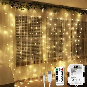 img 4 attached to 🌟 LE Fairy Curtain Lights: Remote Controlled 300 LED Twinkle Lights for Christmas, Bedroom, Patio, and Wedding Backdrop