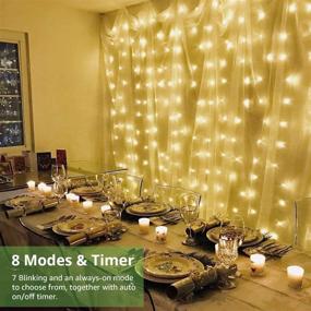 img 1 attached to 🌟 LE Fairy Curtain Lights: Remote Controlled 300 LED Twinkle Lights for Christmas, Bedroom, Patio, and Wedding Backdrop