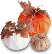 bigotters burlap pumpkin trio - festive artificial pumpkins & maple leaf decor for halloween, fall & thanksgiving логотип