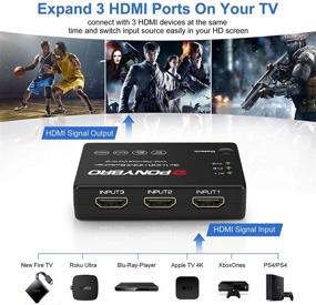 img 3 attached to 🔀 Улучшенная производительность: PONYBRO Новейшая версия HDMI-переключателя 4K 60 Гц 4 порта (3 в 1) – Пульт дистанционного управления, HDR, HDCP2.2, 3D, совместимость с 1080P для PS4, Xbox, Blu-ray плеер, Apple TV, Fire TV