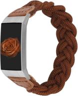 🌈 wearlizer elastic braided fabric wristband strap for fitbit charge 4/charge 3 - cute stretchy bracelet accessory for women (brown, xs) logo