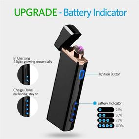 img 1 attached to 🔥 USB Lighter with Battery Display: Rechargeable Electric Arc Lighter for Fire/Cigarettes, Campings – Windproof & Plasma Technology