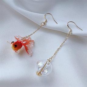 img 1 attached to DAMLENG Funny Cute Acrylic Resin Simulation Fish in Bag Dangle Earrings - Unique and Lightweight Goldfish Dangle Drop Earrings. Perfect Jewelry Gift for Girls and Women.