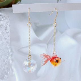 img 3 attached to DAMLENG Funny Cute Acrylic Resin Simulation Fish in Bag Dangle Earrings - Unique and Lightweight Goldfish Dangle Drop Earrings. Perfect Jewelry Gift for Girls and Women.