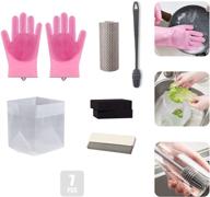 complete family dish washing tool set: silicone gloves, rust removal sponge, sink strainer bag, cup cleaning brush, and more (7pcs) logo