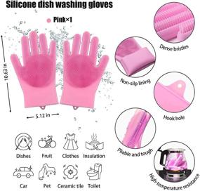 img 3 attached to Complete Family Dish Washing Tool Set: Silicone Gloves, Rust Removal Sponge, Sink Strainer Bag, Cup Cleaning Brush, and More (7pcs)