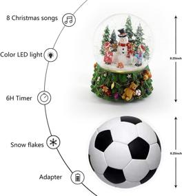 img 3 attached to 🎶 Aobaks 8.25" H 150mm 8 Music Song, Playing Snowflakes, Led Light, 6/18 Timer, Santa Claus Christmas Water Snow Globe Gift Home Decoration (Green): Enchanting Musical Snow Globe with LED Light for Holiday Home Décor