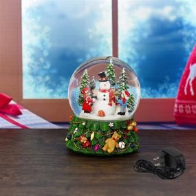img 1 attached to 🎶 Aobaks 8.25" H 150mm 8 Music Song, Playing Snowflakes, Led Light, 6/18 Timer, Santa Claus Christmas Water Snow Globe Gift Home Decoration (Green): Enchanting Musical Snow Globe with LED Light for Holiday Home Décor