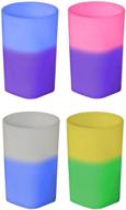 🍸 set of 12 color changing mood plastic shot glasses (2oz), bpa free and reusable, unique square bottom design, round top, assorted colors, made in the usa logo