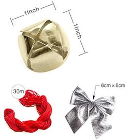 img 2 attached to 50 Pack 1 Inch Gold Jingle Bells for Christmas 🔔 Craft Decoration - Festive Bundle with 30m Red Cord & 12 Bowknots