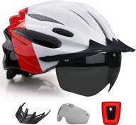 🔦 kinglead bike helmet with led usb rechargeable back light: detachable goggles, sun visor, and portable bag logo