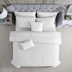 img 2 attached to 🛏️ Modern Threads Kallan Seersucker King Comforter Set - 5-Piece, Elegant White Design
