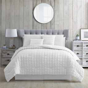 img 3 attached to 🛏️ Modern Threads Kallan Seersucker King Comforter Set - 5-Piece, Elegant White Design