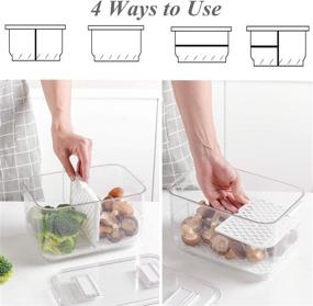 img 2 attached to 🥦 Stackable Fridge Produce Saver Containers with Lids and Removable Drain Tray - Food Storage Organizer for Refrigerator Kitchen, Drawers, Bins, and Baskets