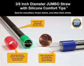 img 3 attached to 🥤 RAINIER Boba Smoothie Straws - Extra Wide, Reusable Stainless Steel Metal, Jumbo Size for Thick and Frozen Drinks, Set of 4 with Comfort Tips and Cleaning Brush (Angled, 3/8W x9.5L)