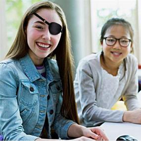 img 2 attached to 🏴 Adjustable Amblyopia Lazy Eye Patches for Adults and Children - 2 Pack Pirate Eye Patches, Black