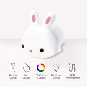 img 3 attached to 🐰 Cute Squishy Bunny Night Light - Silicone Rabbit Bunnies Pets Nursery with Color-Changing LED Decor Sleep Lamp. Features Touch Sensor and Remote Control. Ideal for Kids, Children, Toddlers, Babies, and Girls.