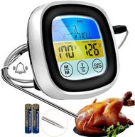 🔥 foxlvda oven use digital meat thermometer with 40" waterproof probe, magnetic & automatic temperature alarm for cooking turkey (silver) logo