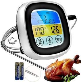 img 4 attached to 🔥 FOXLVDA Oven Use Digital Meat Thermometer with 40" Waterproof Probe, Magnetic & Automatic Temperature Alarm for Cooking Turkey (Silver)