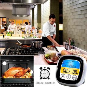 img 2 attached to 🔥 FOXLVDA Oven Use Digital Meat Thermometer with 40" Waterproof Probe, Magnetic & Automatic Temperature Alarm for Cooking Turkey (Silver)