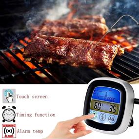 img 3 attached to 🔥 FOXLVDA Oven Use Digital Meat Thermometer with 40" Waterproof Probe, Magnetic & Automatic Temperature Alarm for Cooking Turkey (Silver)