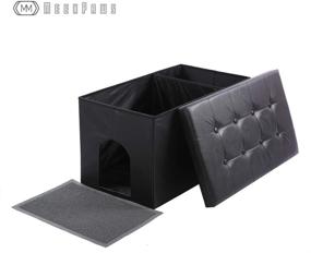 img 3 attached to 🐾 MEEXPAWS Extra Large Cat Litter Box Enclosure Furniture Hidden Bench with Waterproof Interior, Dog-Proof, Easy to Clean, Assembly, and Odor Control - Storage Cabinet