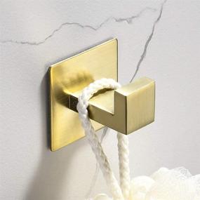 img 1 attached to 🧲 Wolibeer Gold Self Adhesive Coat Hooks - No Drilling, Stick-On Towel Hooks for Doors, Robe Hooks for Bathroom and Kitchen - 2 Pack