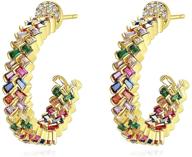 🏻 teemi open round hoops cubic zirconia gold/rose-gold tone earrings - perfect women and girls gift (style b-gold) logo