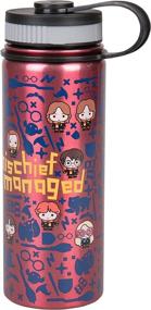 img 2 attached to 🧙 Harry Potter Mischief Managed Stainless Steel Water Bottle - Chibi Character Design - Insulated, Wide Mouth Lid - 550ml Capacity