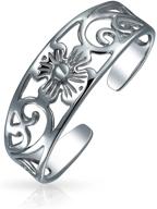 adjustable filigree flower silver rings logo