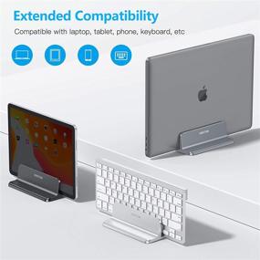 img 1 attached to 📚 OMOTON Vertical Laptop Stand Holder - Adjustable Aluminum MacBook Stand, Fits MacBook, Surface, Chromebook, Gaming Laptops (Up to 17.3 inches)