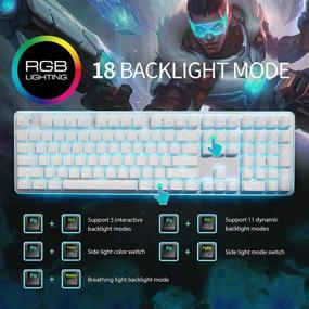 img 2 attached to 🔲 RK ROYAL KLUDGE RK918 Mechanical Gaming Keyboard - RGB Backlit, Full Size 108 Key Anti-Ghosting, Brown Switch, Large LED Side Lamp, White