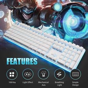 img 1 attached to 🔲 RK ROYAL KLUDGE RK918 Mechanical Gaming Keyboard - RGB Backlit, Full Size 108 Key Anti-Ghosting, Brown Switch, Large LED Side Lamp, White