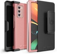 📱 beltron case with clip for galaxy z fold2 5g - rose: snap-on protective cover with rotating belt holster combo and kickstand for samsung galaxy z fold 2 2020 (sm-f916) - not compatible with zfold 3 logo