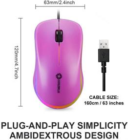 img 2 attached to 🖱️ Coolerplus FC112 USB Optical Wired Computer Mouse - Easy Click for Office and Home, 1000DPI, Premium & Portable - Windows PC, Laptop, Desktop, Notebook Compatible (Orchid Purple)