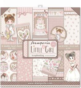 img 1 attached to STAMPERIA INTERNATIONAL, KFT PAPER PAD 12X12 10PK LITTLE GIRL: Multicoloured Crafting Must-Have