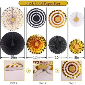 img 2 attached to Декорации к 30-летию для него/для нее: золотой и черный баннер 'Ура, 30 лет!', гирлянда из бумажных вееров и звездных кругов, идеально подходит для 30-летия и 30-летней вечеринки