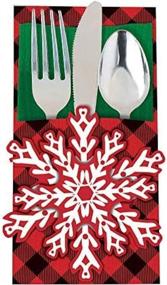 img 1 attached to 🎄 Amscan Christmas Cozy Rustic Cutlery Holder Deluxe Multi-Pack for Festive Dining, 1 Pack