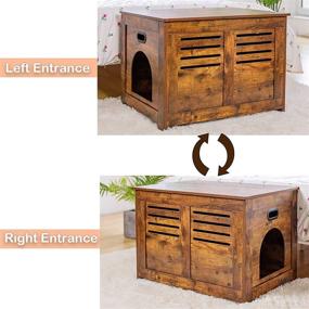 img 2 attached to 🐱 DINZI LVJ Litter Box Furniture: Flip Top Hidden Cat Washroom with Louvered Window - Rustic Brown