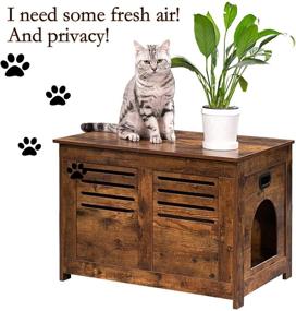 img 3 attached to 🐱 DINZI LVJ Litter Box Furniture: Flip Top Hidden Cat Washroom with Louvered Window - Rustic Brown