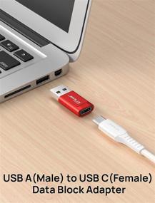 img 3 attached to 🔒 JSAUX USB-C блокатор данных (2 штуки) - USB-A к USB-C переходник для быстрой зарядки - Защита от скрытого передачи данных и взлома - Безопасная зарядка - Красный