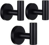 matte black robe hook 304 stainless steel heavy duty door hanger - versatile towel/clothes hooks for bathroom, bedroom, kitchen, and more (3 pack) logo