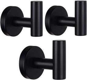 img 4 attached to Matte Black Robe Hook 304 Stainless Steel Heavy Duty Door Hanger - Versatile Towel/Clothes Hooks for Bathroom, Bedroom, Kitchen, and More (3 Pack)