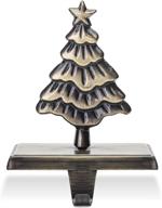 🎄 jusdreen 6.05" gilded-bronze christmas pine tree stocking holders: sturdy metal fireplace mantle hangers - decorative christmas decorations in gilded bronze logo