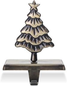 img 4 attached to 🎄 Jusdreen 6.05" Gilded-Bronze Christmas Pine Tree Stocking Holders: Sturdy Metal Fireplace Mantle Hangers - Decorative Christmas Decorations in Gilded Bronze